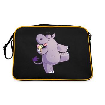 Maskotti Inge Nilpferd Yoga3 - Retro Tasche - Schwarz/Gold - Hinten