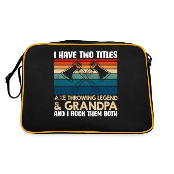 Two Titles Axe Throwing Legend Grandpa - Retro Tasche - Schwarz/Gold - Hinten