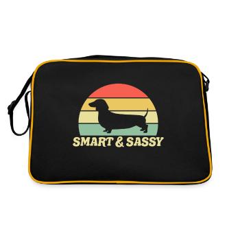 Dachshund Lover Smart and Sassy - Retro Tasche - Schwarz/Gold - Hinten