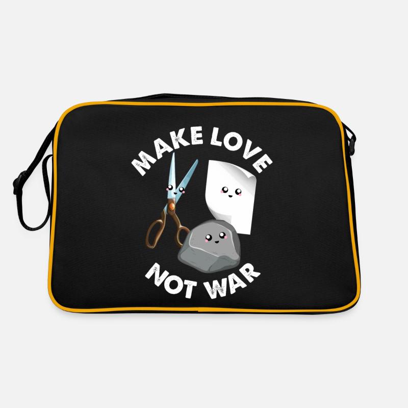 Make Love Not War Funny Rock Paper Scissors Game Retro Bag