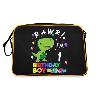 Rawr I'm 1 Cute Dinosaur Birthday Gift - Retro Tasche - Schwarz/Gold - Hinten