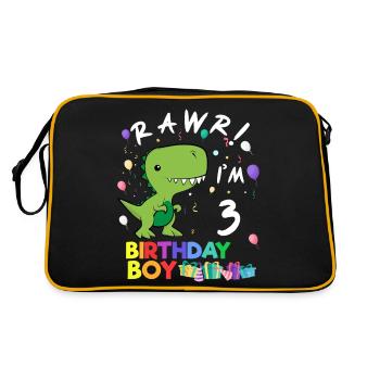 Rawr I'm 3 Cute Dinosaur Birthday Gift - Retro Tasche - Schwarz/Gold - Hinten
