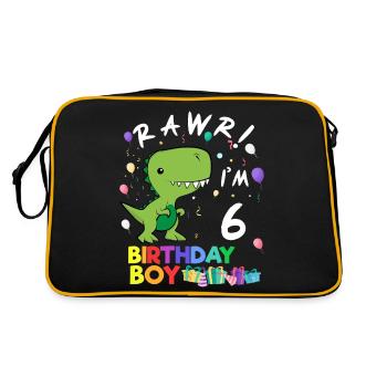 Rawr I'm 6 Cute Dinosaur Birthday Gift - Retro Tasche - Schwarz/Gold - Hinten