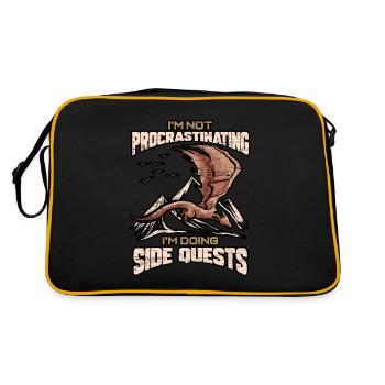 I'm not procrastinating I'm doing Side Quests - Retro Tasche - Schwarz/Gold - Hinten
