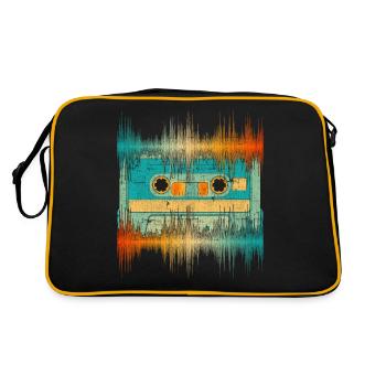 Retro Kassette Musik Geschenk Musiker Soundwave - Retro Tasche - Schwarz/Gold - Hinten