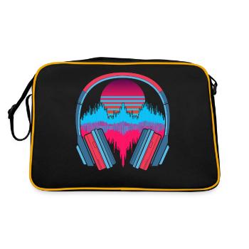 Musik Geschenk Kopfhörer 90er Synthwave Soundwave - Retro Tasche - Schwarz/Gold - Hinten