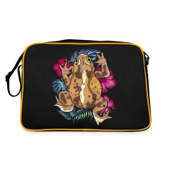 Nature Animal Motif Frog Amphibians Gift Toad - Retro Bag - black/gold - Back