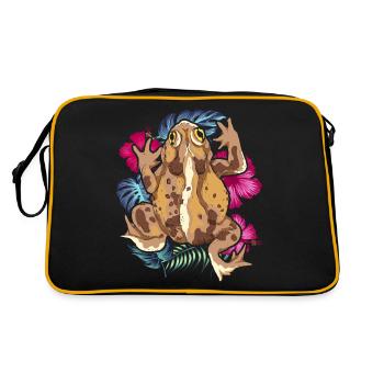 Amphibians Animal Motif Gift Frog Toad - Retro Bag - black/gold - Back