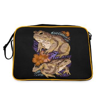 Amphibians Animal Motif Gift Vintage Flowers Toad - Retro Bag - black/gold - Back