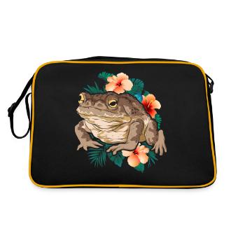 Frog Amphibians Animal Lovers Flowers Toad - Retro Bag - black/gold - Back