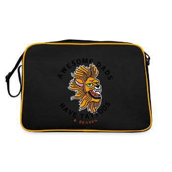 Awesome Dads have Tattoos and Beards - Retro Tasche - Schwarz/Gold - Hinten