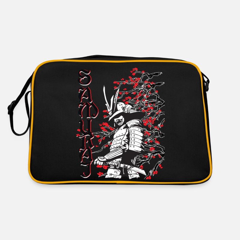 Samurai mit Kirschblüten Retro Tasche