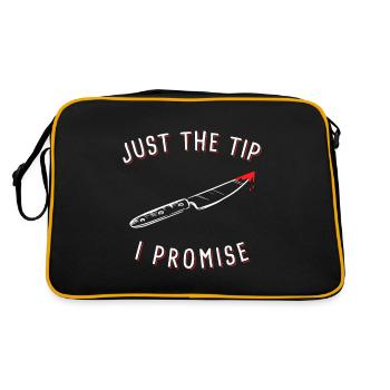 Just The Tip I Promise Pun Knife Costume - Retro Tasche - Schwarz/Gold - Hinten