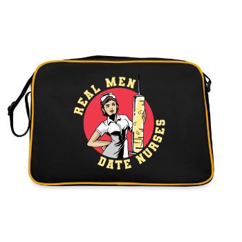Real Men Date Nurses RN Graduation - Retro Tasche - Schwarz/Gold - Hinten