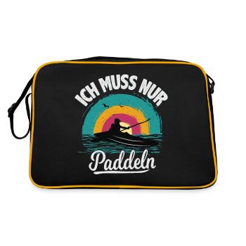 Kanu Kajak Ich muss nur Paddeln - Retro Tasche - Schwarz/Gold - Hinten