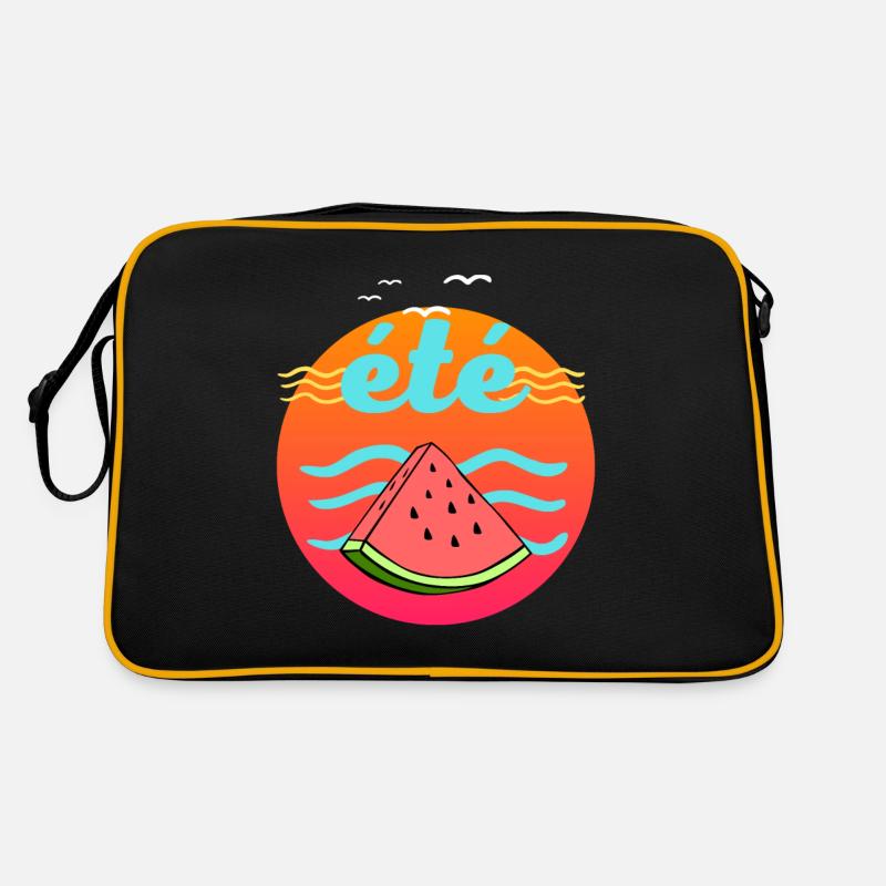 plage vacances à la mer été cercle pastèque soleil Sac Retro