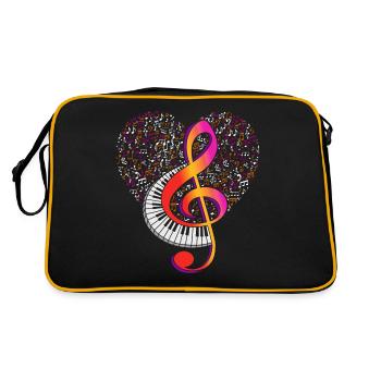 Musician Keyboard Violin Clef Clef Clef - Retro Bag - black/gold - Back
