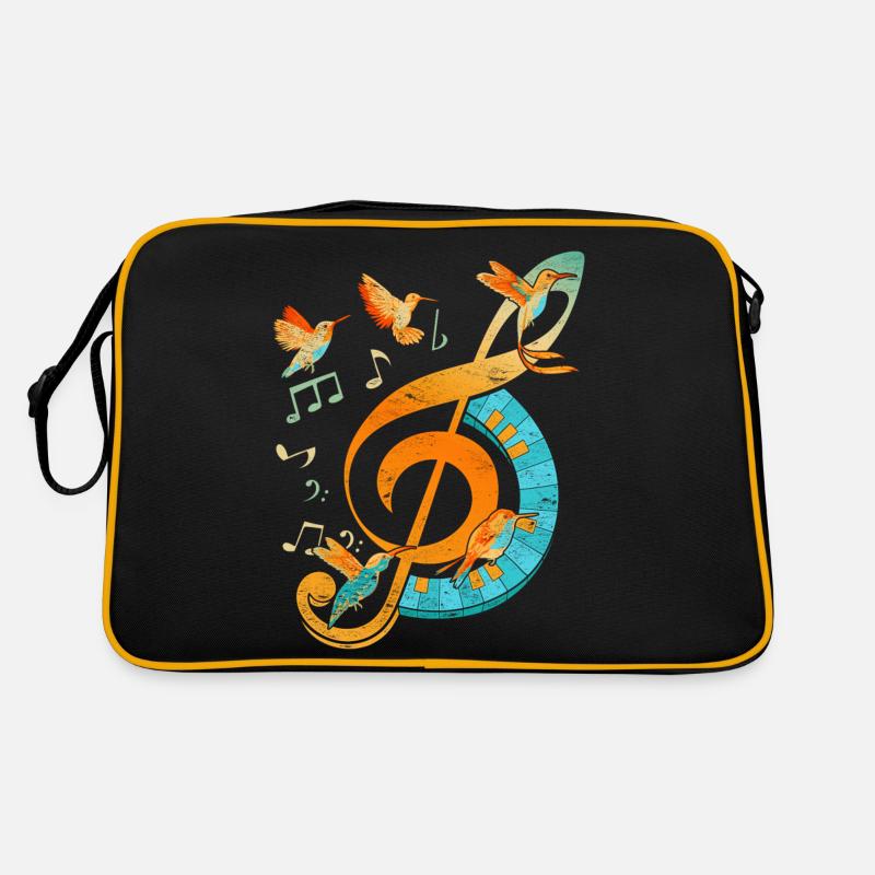 Oiseaux Violon Clef Musique Clef Sac Retro