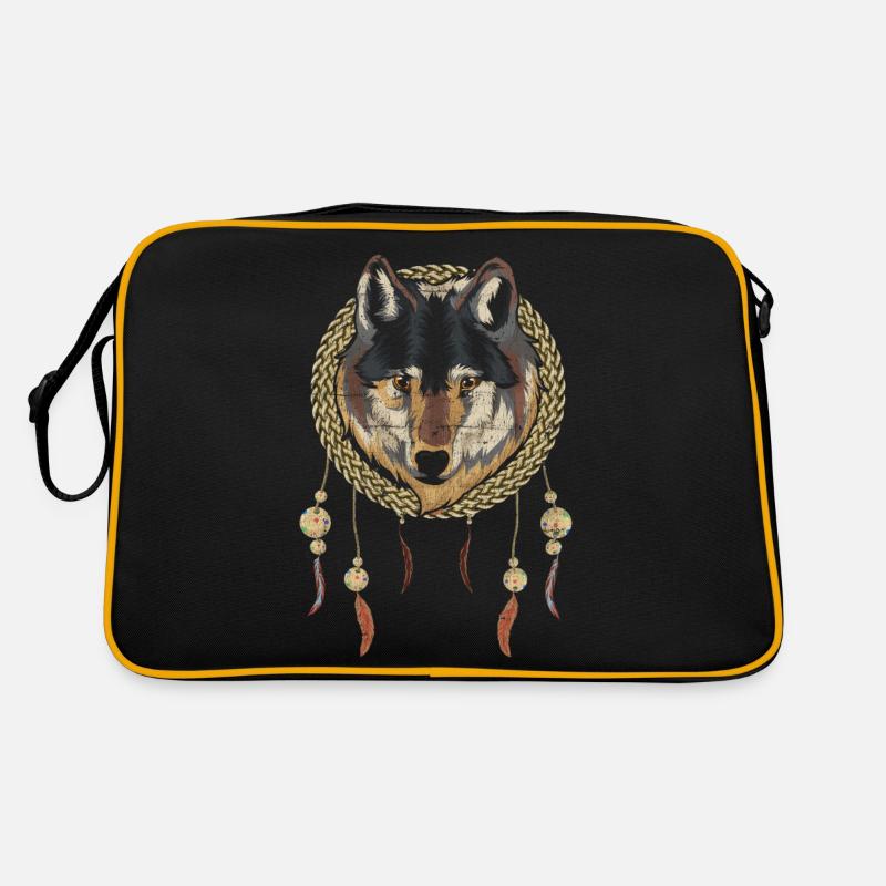 Boho Gift Idea Animal Motif Dream Catcher Wolf Retro Bag