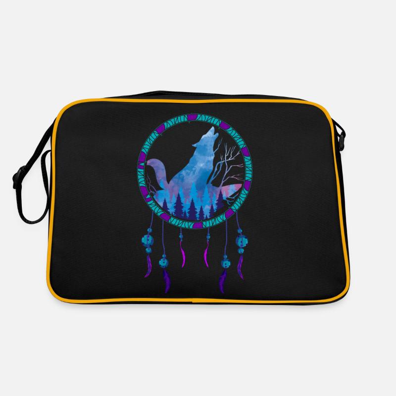 Heulender Wolf Geschenk Indianer Traumfänger Retro Tasche