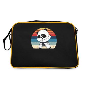 Lustige Dabbing Karate Baby Panda Bär Kampfkunst - Retro Tasche - Schwarz/Gold - Hinten