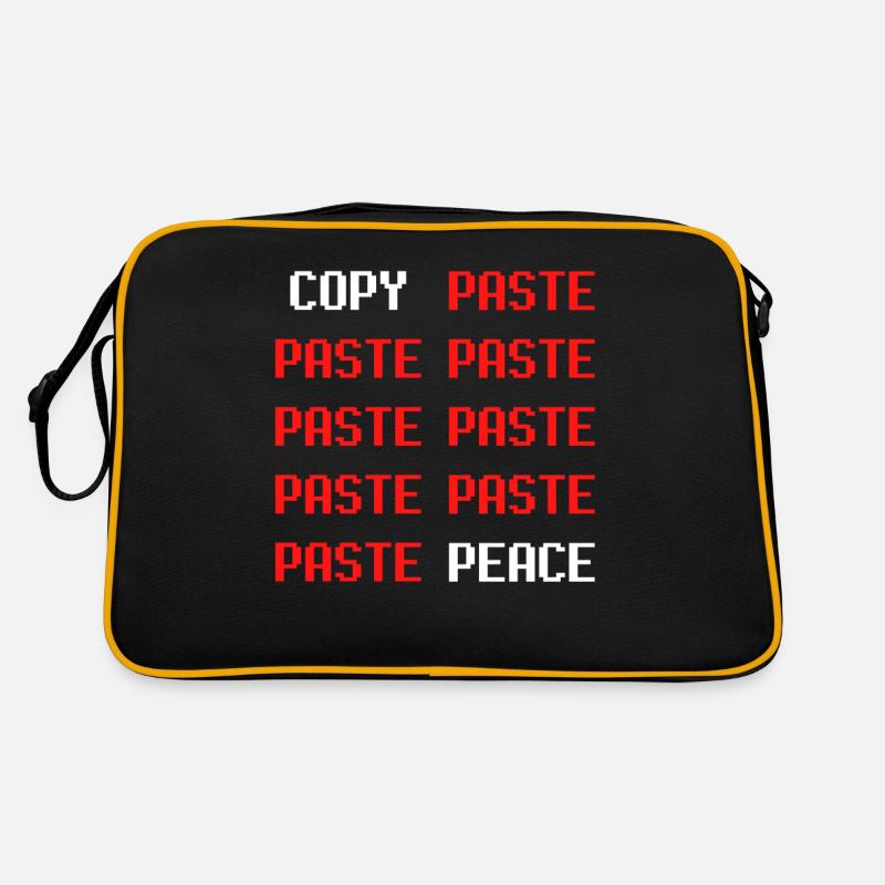 COPY PASTE PEACE informatique informaticien paix Sac Retro