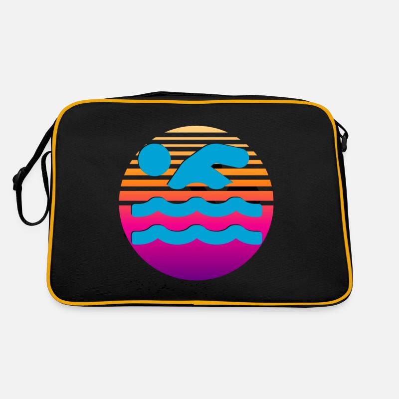 Vintage Schwimmen - Retro Tasche - Schwarz/Gold