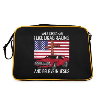 DRAG RACING / JESUS: Drag Racing & Jesus - Retro Tasche - Schwarz/Gold - Hinten