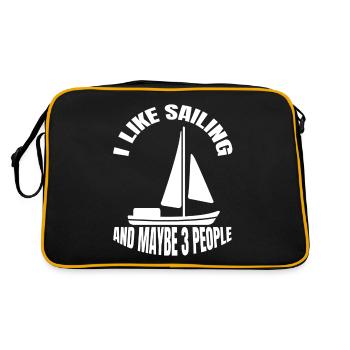 Segeln Schiff Segler Kapitän Segel Boot Segelsport - Retro Tasche - Schwarz/Gold - Hinten