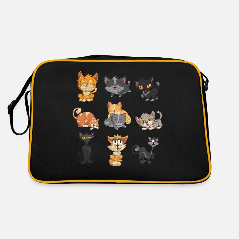 Katze - Retro Tasche - Schwarz/Gold