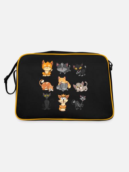 Katze - Retro Tasche - Schwarz/Gold