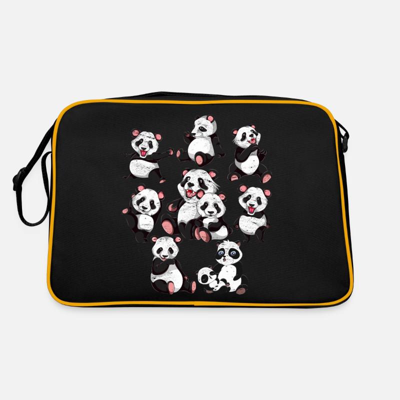 Panda - Retro Tasche - Schwarz/Gold