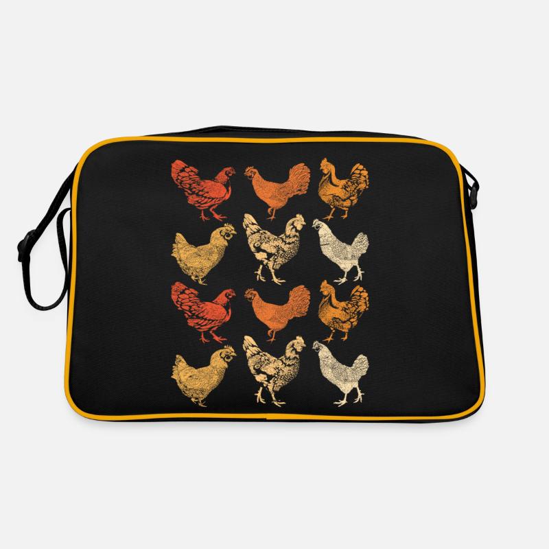 Huhn - Retro Tasche - Schwarz/Gold