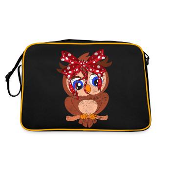 Eule - Retro Tasche - Schwarz/Gold - Hinten