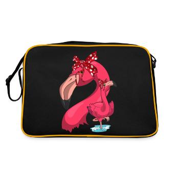 Rosa Flamingo - Retro Tasche - Schwarz/Gold - Hinten
