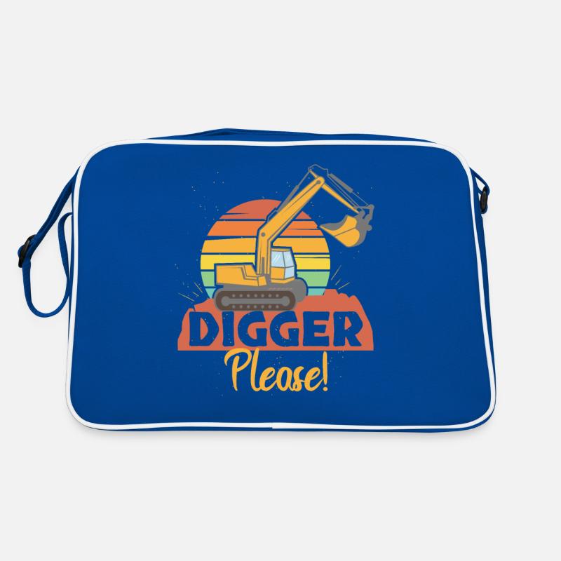 Digger Please Construction Worker Retro Bag