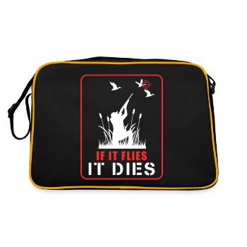 If it Flies, it Dies - Goose Grouse Bird Fowl - Retro Tasche - Schwarz/Gold - Hinten