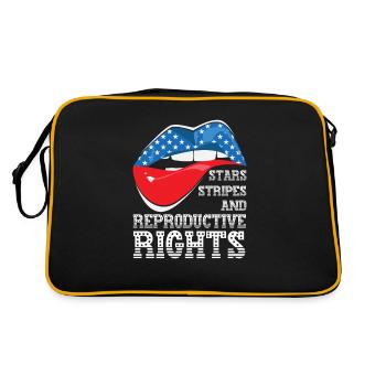 Lèvre mordante Drapeau américain Étoiles Rayures Reproductiv - Sac Retro - noir/or - Dos