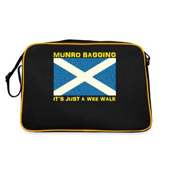 Munro Baggers Munro Bagging Wee Walk Schottischer Hügel - Retro Tasche - Schwarz/Gold - Hinten