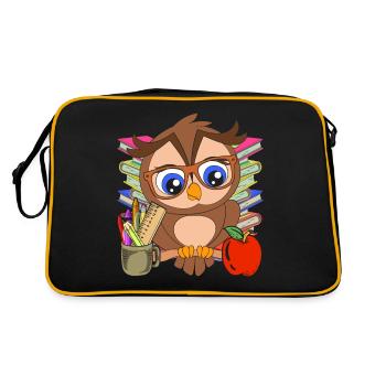 School Animal Motif Gift School Beginners Owl - Retro Bag - black/gold - Back