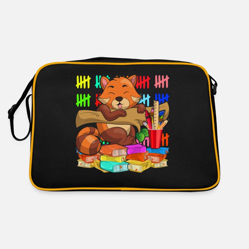 Schule Tier Geschenk Schulanfänger Roter Panda Retro Tasche