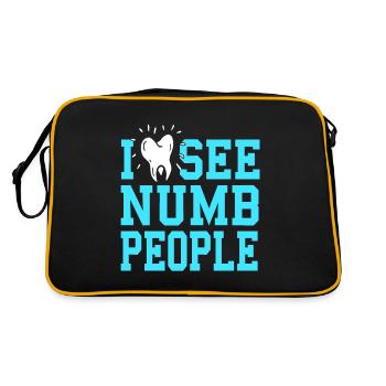 Je vois des gens engourdis Drôle de dentiste T-Shirt Cadeau - Sac Retro - noir/or - Dos