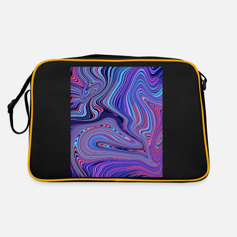 Lila und blaues Marmormuster - Retro Tasche - Schwarz/Gold