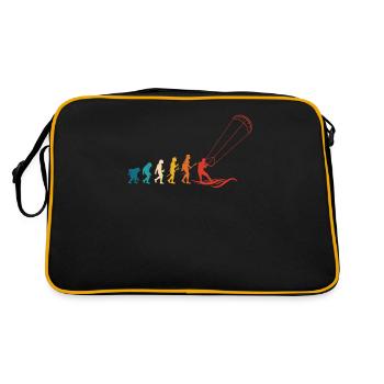 Lustiges Kitesurfen Kite Surfing Evolution - Retro Tasche - Schwarz/Gold - Hinten