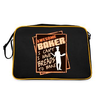 Awesome Baker I Can't I Have Breads To Bake - Retro Tasche - Schwarz/Gold - Hinten