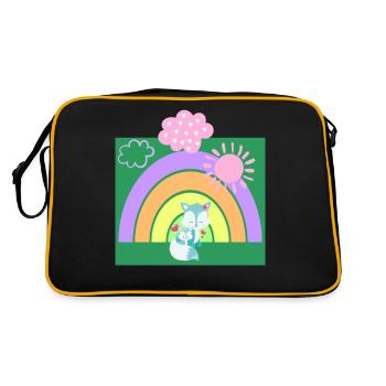 Baby & Mama Wolf with Rainbow - Retro Bag - black/gold - Back