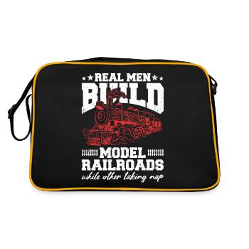 Real Men Build Model Railroads - Retro Bag - black/gold - Back