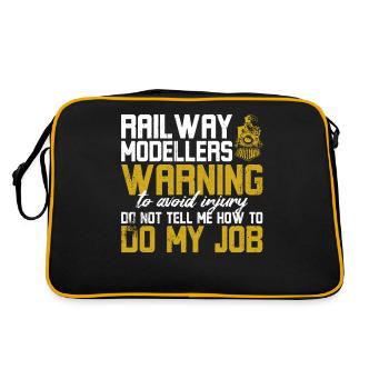 Avertissement aux modélisateurs ferroviaires - Sac Retro - noir/or - Dos