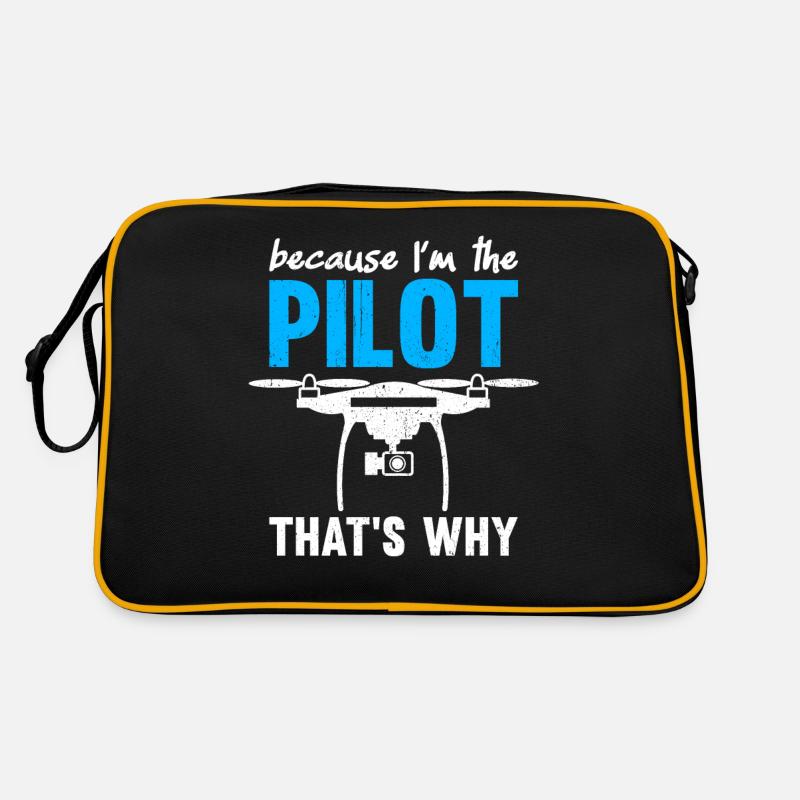 Because I'm The Pilot That's Why - Retro Tasche - Schwarz/Gold