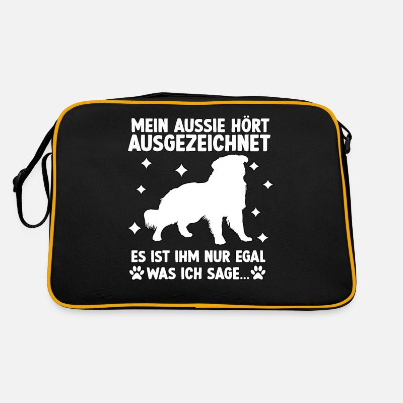 Freches Aussie Hunde Agility Australian Shepherd - Retro Tasche - Schwarz/Gold